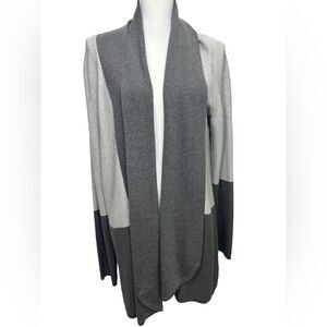 Evolution by Cyrus Gray and White Women's Open Front Color block Sweater Size Xl